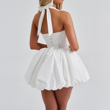 TRURENDI Women Y2K Corset Mini Dress Deep V Neck A-Line