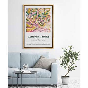 IDEA4WALL Framed Canvas Print Wall Art Landscape at L'Estaque Master Artist Georges Braque Nature Wi...