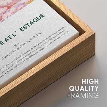 IDEA4WALL Framed Canvas Print Wall Art Landscape at L'Estaque Master Artist Georges Braque Nature Wilderness Oil Painting Impressionism for Living Room, Bedroom, Office - 16"x24" Natural