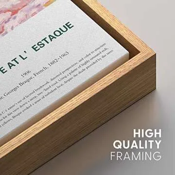 IDEA4WALL Framed Canvas Print Wall Art Landscape at L'Estaque Master Artist Georges Braque Nature Wilderness Oil Painting Impressionism for Living Room, Bedroom, Office - 16"x24" Natural