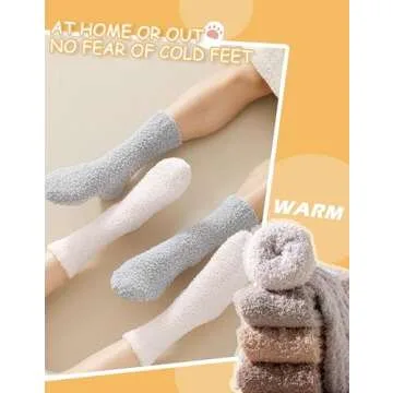 Josnown Fuzzy Socks for Women Cozy Soft Fluffy Slipper Socks Warm Winter Plush Sleep Socks Christmas...