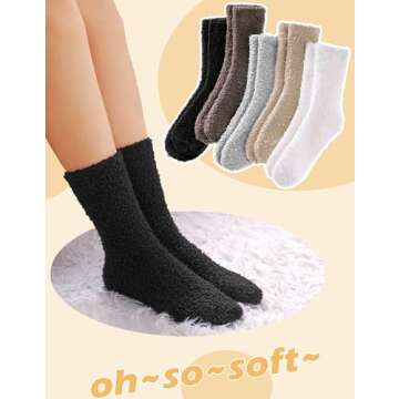 Josnown Fuzzy Socks for Women Cozy Soft Fluffy Slipper Socks Warm Winter Plush Sleep Socks Christmas Gifts for Women