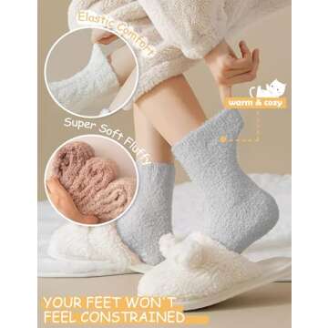 Josnown Fuzzy Socks for Women Cozy Soft Fluffy Slipper Socks Warm Winter Plush Sleep Socks Christmas Gifts for Women