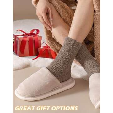Josnown Fuzzy Socks for Women Cozy Soft Fluffy Slipper Socks Warm Winter Plush Sleep Socks Christmas Gifts for Women