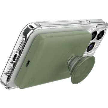 PopSockets PowerPack for MagSafe Magnetic Power Bank, Portable Phone Charger, Magnetic Wireless Battery Pack, 5000mAh for iPhone 16/15/14/13/12 Pro/Pro Max/Plus - Eucalyptus