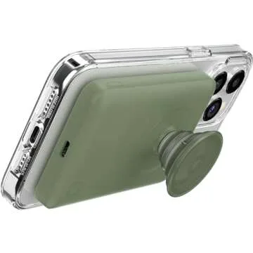 PopSockets PowerPack for MagSafe Magnetic Power Bank, Portable Phone Charger, Magnetic Wireless Battery Pack, 5000mAh for iPhone 16/15/14/13/12 Pro/Pro Max/Plus - Eucalyptus