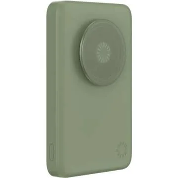 PopSockets PowerPack for MagSafe Magnetic Power Bank, Portable Phone Charger, Magnetic Wireless Battery Pack, 5000mAh for iPhone 16/15/14/13/12 Pro/Pro Max/Plus - Eucalyptus