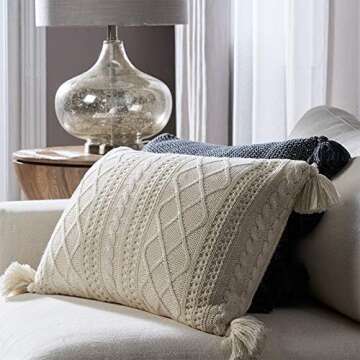 Lumbar Decorative Throw Pillow Cover with Tassels