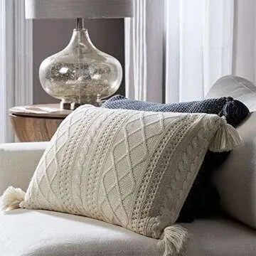 Lumbar Decorative Throw Pillow Cover with Tassels