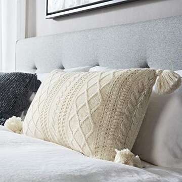 Lumbar Decorative Throw Pillow Cover with Tassels