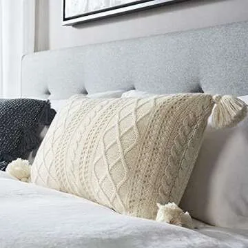 Lumbar Decorative Throw Pillow Cover with Tassels