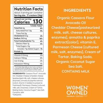 Sunnie Gluten Free Cheddar Crackers - Healthy Grain Free Crackers Made with Real Cheese - Snacks for...