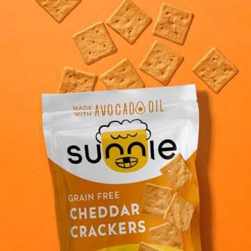 Sunnie Gluten Free Cheddar Crackers - Healthy Grain Free Crackers Made with Real Cheese - Snacks for Kids & Adults - Made with Avocado Oil - Low Calorie Snack - Individually Wrapped Snacks (9 oz - Pack of 3)