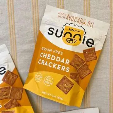 Sunnie Gluten Free Cheddar Crackers - Healthy Grain Free Crackers Made with Real Cheese - Snacks for Kids & Adults - Made with Avocado Oil - Low Calorie Snack - Individually Wrapped Snacks (9 oz - Pack of 3)