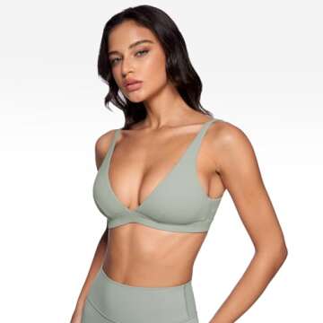 INGIA Deep V-Neck Padded Sports Bra for Yoga & Fitness