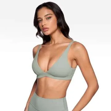 INGIA Deep V-Neck Padded Sports Bra for Yoga & Fitness