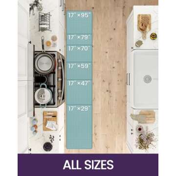 DEXI Kitchen Mats for Floor Cushioned Anti Fatigue, Set of 2, 17x29+17x59, Waterproof Stain Resistan...