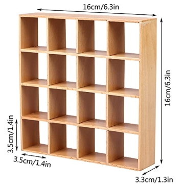 1:12 Dollhouse Wooden Storage Rack - 16 Grid Shelves