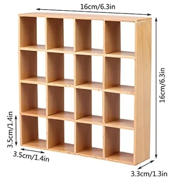 1:12 Dollhouse Wooden Storage Rack - 16 Grid Shelves