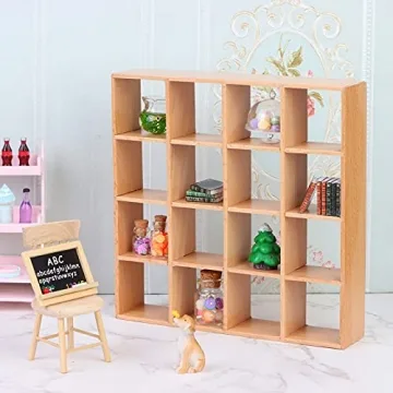 1:12 Dollhouse Wooden Storage Rack - 16 Grid Shelves
