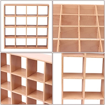 1:12 Dollhouse Wooden Storage Rack - 16 Grid Shelves