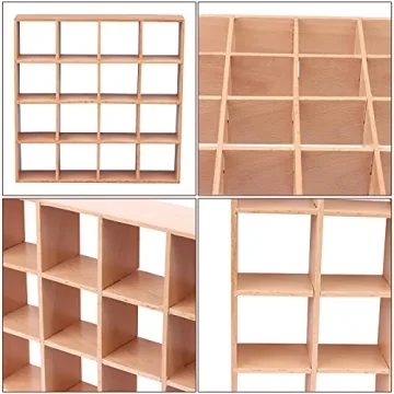 1:12 Dollhouse Wooden Storage Rack - 16 Grid Shelves