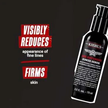 Kiehl's Age Defender Power Face Serum, Anti-Aging Firming Facial Serum for Men, Reduces Look of Fine Lines & Wrinkles, Quick-Absorbing, Lightweight, with Cypress Extract & Adenosine - 2.5 fl oz