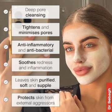 Dr Sebagh - Skin Perfecting Clay Mask [ALL SKIN TYPES] - Kaolin Clay Mask for Face - Pore Clay Masks - Face Clay Mask for Soft & Tighten Skin - Rejuvenating Mask for Deep Pore Cleansing (5.1 fl. Oz.)