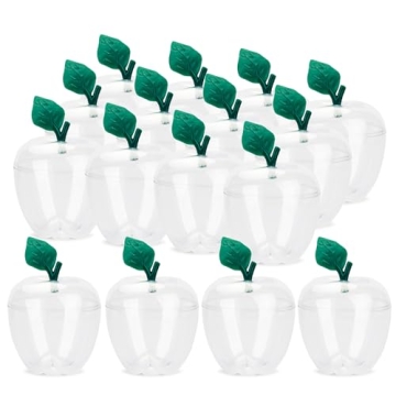 HANZE Large Plastic Apple Shaped Containers (Pack of 16)- Candy Chocolate Toy Filling Jar, Ideal for...