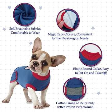 IDOMIK Recovery Suit for Dogs After Surgery, Soft Dog Surgery Suit for Female Dogs Cats, Small Mediu...