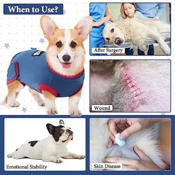 IDOMIK Recovery Suit for Dogs After Surgery, Soft Dog Surgery Suit for Female Dogs Cats, Small Medium Dog Onesie for Female Spay Surgery, Dog Cone Alternative Anti-Licking Abdominal Wound