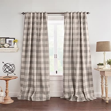 Elrene Home Fashions Farmhouse Living Grainger Buffalo-Check Blackout Window Curtain, Living Room an...