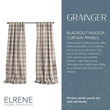 Elrene Buffalo-Check Blackout Curtain Panel for Home Decor