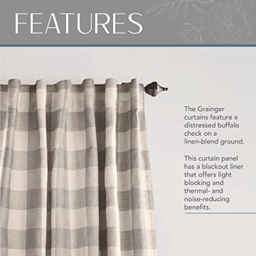 Elrene Buffalo-Check Blackout Curtain Panel for Home Decor