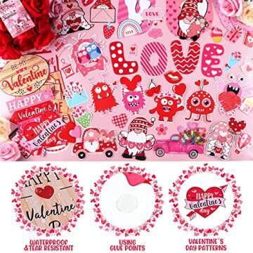 65PCS Valentine’s Day Heart Bulletin Board Decoration Sweet Lovely Gnome XOXO Monster Cutouts Bull...