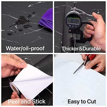 PracticalWs Black Marble Contact Paper for Easy Home Updates