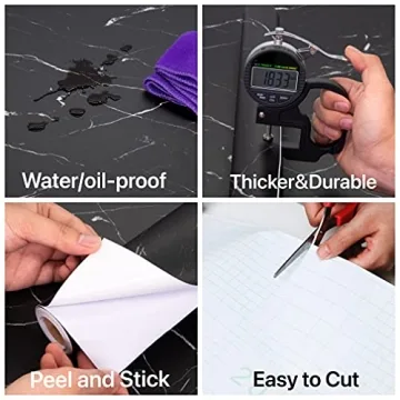 PracticalWs Black Marble Contact Paper for Easy Home Updates