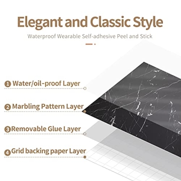 PracticalWs Black Marble Contact Paper for Easy Home Updates