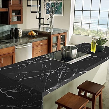 PracticalWs Black Marble Contact Paper for Easy Home Updates
