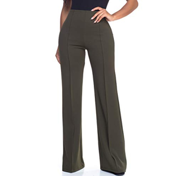 Stylish Women's J2 Love High Waist Bell Bottom Flare Pants in Olive