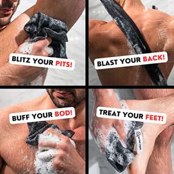 Extra Rough Exfoliating Washcloth - Extreme Body & Back Scrubber for Shower, Extra Long, Hygienic Ex...