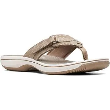 Clarks Women's Breeze Sea-Hanging Flip-Flop, Taupe Synthetic, 8