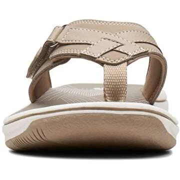 Clarks Women's Breeze Sea-Hanging Flip-Flop, Taupe Synthetic, 8