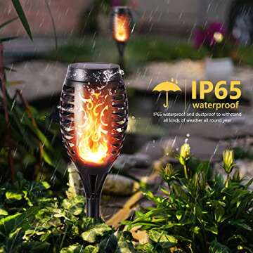 Toodour Solar Torch Flame Lights, 6 Pack Solar Lights Outdoor with Flickering Flame, Waterproof Solar Pathway Lights Landscape Decoration Lighting for Garden, Lawn, Yard, Outdoor Decorations