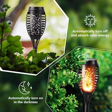 Toodour Solar Torch Flame Lights, 6 Pack Solar Lights Outdoor with Flickering Flame, Waterproof Solar Pathway Lights Landscape Decoration Lighting for Garden, Lawn, Yard, Outdoor Decorations