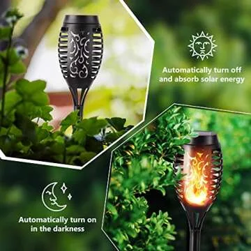 Toodour Solar Torch Lights - Flickering Flame Outdoor Decor