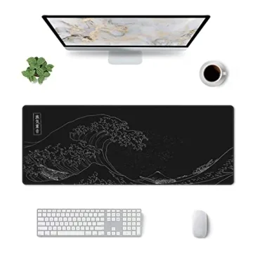 Extended Large Anime Mouse Pad with Great Wave Design