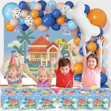 POAKYPA 12 PCS Blue Dog Birthday Party Supplies,Cartoon Kid Party Decorations bags, candy boxes,Boys...