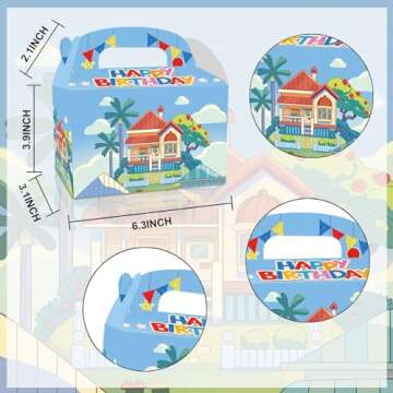 POAKYPA 12 PCS Blue Dog Birthday Party Supplies,Cartoon Kid Party Decorations bags, candy boxes,Boys and Girls Birthday Party Decorations