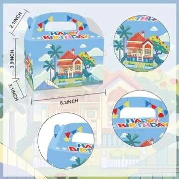 POAKYPA 12 PCS Blue Dog Birthday Party Supplies,Cartoon Kid Party Decorations bags, candy boxes,Boys and Girls Birthday Party Decorations